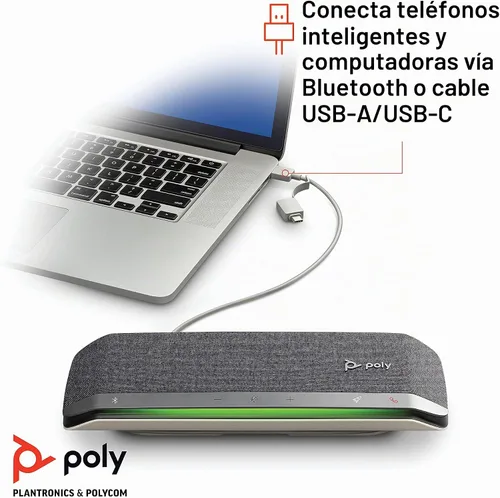 Vista 2 de POLY - Altavoz inteligente Sync 40 (Plantronics) - Espacios de trabajo flexibles - Conéctate a PC/Mac a través de un cable combinado USB-A/USB-C