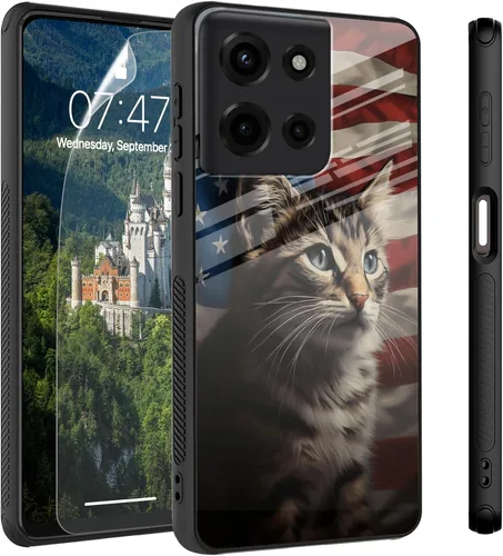 Vista 54 de Funda para Motorola Moto Edge 2022, cubierta trasera de vidrio templado con protector de pantalla, protección a prueba de golpes para Motorola Moto