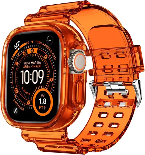 Vista 65 de DABAOZA Compatible con correa transparente de Apple Watch de 1.772 in y Purpurina transparente.