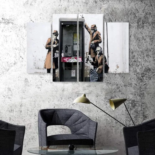 Vista 37 de Banksy Graffiti Street Art Colecciones de lienzos de arte callejero. Listo para colgar. Fabricado en Estados Unidos #FULL2