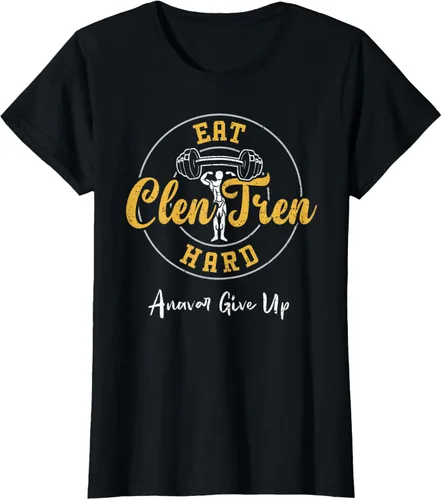 Vista 47 de Culturismo: Comer Clen Tren Hard Anavar Give Up - Camiseta de gimnasio, Negro
