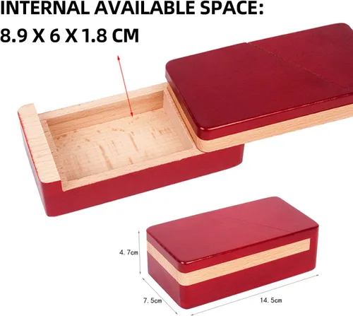 Vista 5 de DC-BEAUTIFUL Impossible Puzzle Master Secret - Caja mágica roja de madera con cajón secreto - Misterioso rompecabezas de regalo