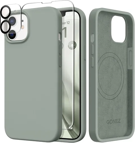 Vista 159 de GONEZ Funda magnética para iPhone 14, compatible con Magsafe, con protector de pantalla + protector de cámara, forro de microfibra antiarañazos