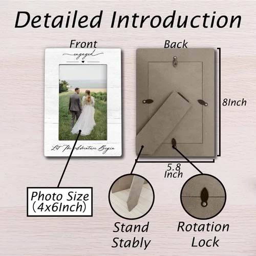 Vista 7 de Marco de fotos de compromiso para parejas recién casadas de 4 x 6, regalos de compromiso para parejas, regalo de recién casados, regalos de boda
