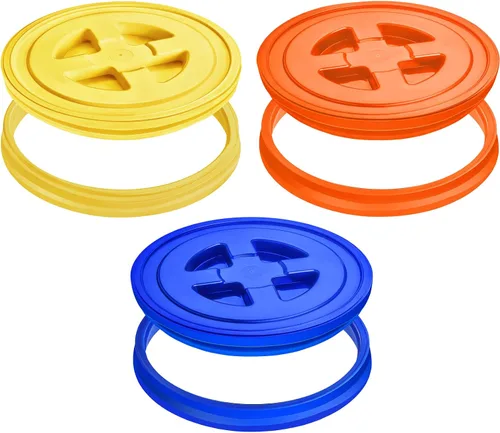 Vista 10 de Aodaer 4 tapas de sellado de 5 galones, tapa giratoria de plástico reutilizable para contenedor de almacenamiento de alimentos, comederos de pollo
