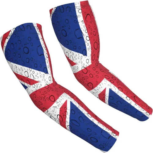 Vista 3 de Unisex ligero enfriamiento brazo mangas bandera británica Reino Unido compresión calentador cubierta para la actividad al aire libre, Blanco