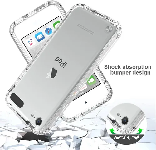 Vista 3 de Funda para iPod Touch 7, cristal transparente, no amarillea, resistente, suave, TPU de doble capa, resistente a prueba de golpes, funda transparente