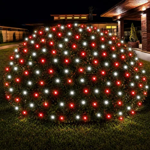 Vista 13 de Dirnun Red de luces LED de Navidad verde para exteriores, 160 LED de 5 x 7 pies, luz de malla de hadas impermeable para exteriores e interiores