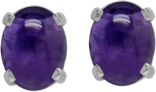 Vista 4 de Silvershake Aretes de plata de ley 925 chapados en oro blanco o amarillo de 0.315 x 0.236 in con forma ovalada de piedra natal de piedra natal