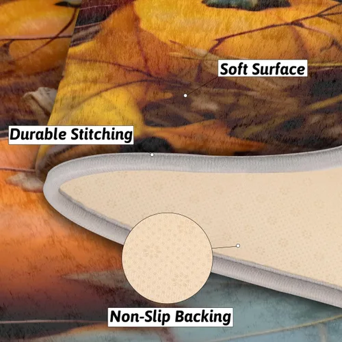 Vista 6 de cfpolar Pumpkin Maple Leaves Bathroom Rugs Non-Slip Bath Rug Microfiber Bath Mat Absorbent Kitchen Mats and Rugs Machine Washable Oval Plush Floor