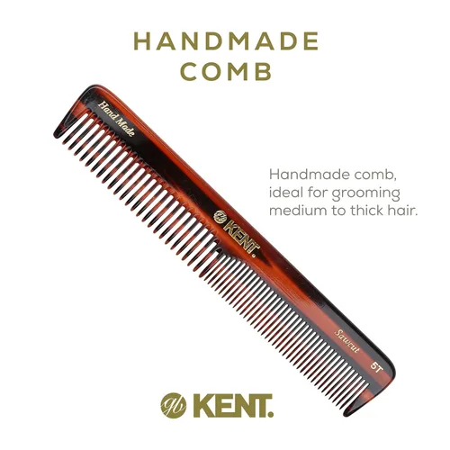 Vista 3 de Kent 5T - Peine de doble diente de 6.6 pulgadas, diente fino y ancho para cabello, barba y bigote, peinado y aseo - grueso y fino para hombres