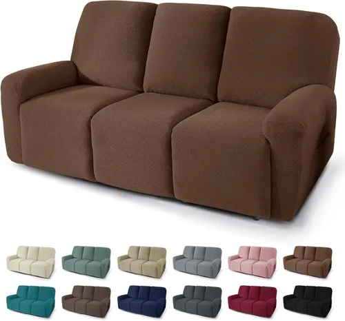 Vista 49 de JIVINER Fundas reclinables de gran tamaño de 3 piezas para sillón reclinable grande con bolsillos, tela jacquard elástica Lazy Boy funda para sofá