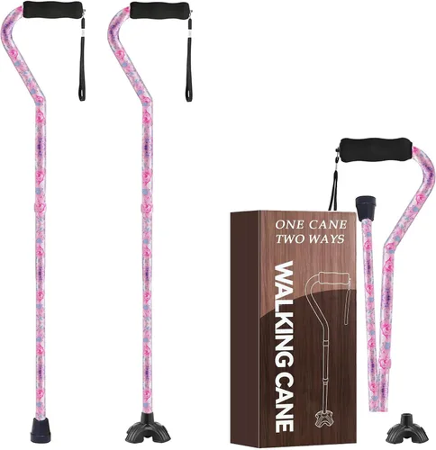 Vista 13 de Bastones florales para mujer, bastón plegable para estabilidad con base antideslizante, bastón ajustable para personas mayores, bastones plegables