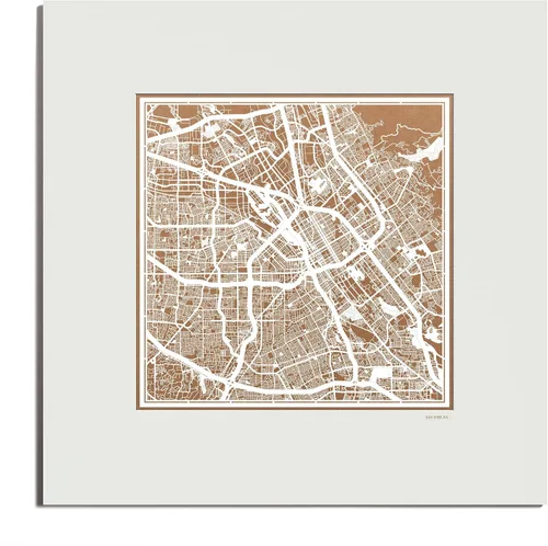 Vista 42 de O3 Design Studio San Diego, CA Paper Cut Map Matted Grey 20x20 in Paper Art
