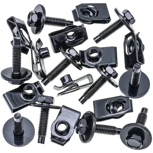 Vista 7 de Rexka 10 juegos de tuercas en U extruidas M6-1.0 y tornillos SEMS de cabeza hexagonal para GM Ford Chevy ChryslerJeep Dodge – multiusos – Protector