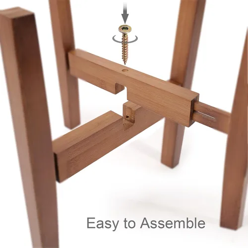 Vista 4 de Soporte de bambú natural para interiores, estante ajustable para plantas de interior que se adapta a macetas de 8 a 12 pulgadas, decoración moderna