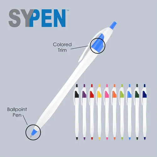 Vista 2 de SyPen Bolígrafos personalizados con tu logotipo o texto personalizado, paquete de 500 unidades a granel para negocios, fiestas y eventos, bolígrafos