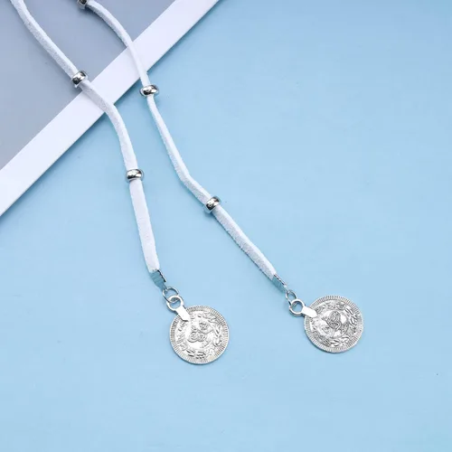 Vista 5 de Collar largo vintage de gamuza Vagan marrón Boho cuero Wrap Gargantilla Collar de cuero disco moneda collar suéter cadena joyería para mujeres