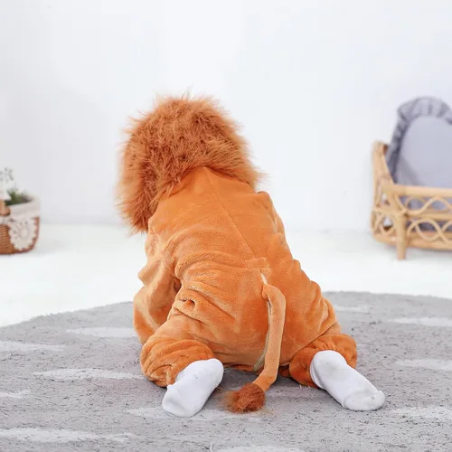 Vista 3 de Conjunto de disfraz de animal de forro polar para bebé niño y niña, overol de animales, sombrero y zapatos, disfraz de Halloween, cosplay, trajes