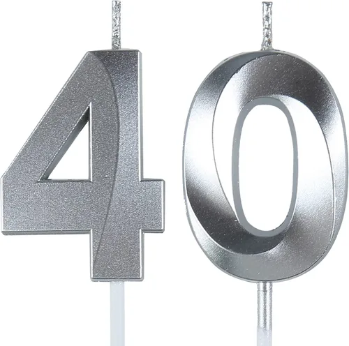 Vista 6 de Bailym Velas de cumpleaños número 40, decoración dorada para tartas de cumpleaños y decoración de fiestas