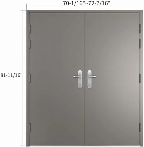 Vista 3 de VIZ-PRO Puerta de seguridad de acero doble de montaje rápido con marco y herrajes, hoja activa lateral derecha gris hacia adentro
