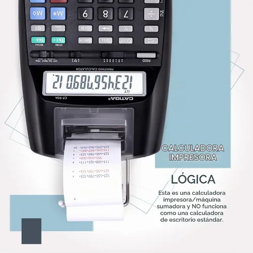 Vista 5 de CATIGA Calculadora de impresión con cinta de impresión - Máquina de adición de 10 teclas con rollo de papel, calculadora eléctrica de escritorio