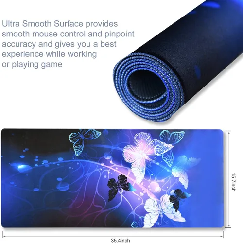 Vista 3 de Alfombrilla de mouse extendida para juegos, alfombrilla de escritorio grande con base de goma antideslizante, para computadora, laptop, teclado