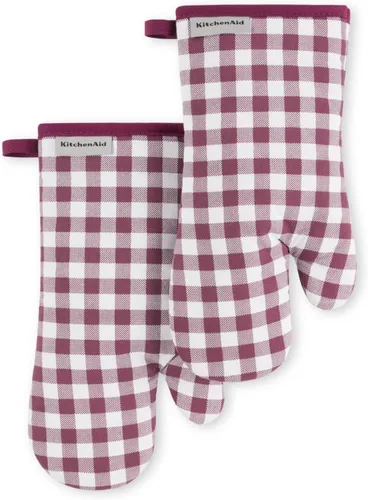 Vista 10 de KitchenAid Juego de 2 manoplas de horno Gingham Aqua Sky, 7 x 13 pulgadas