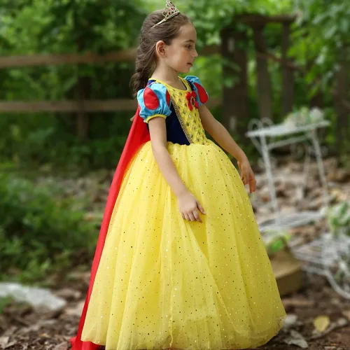 Vista 4 de Princess Deluxe Snow Costume Generic Dress Up with Accessories for Girls Party