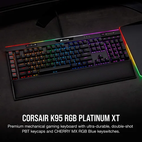 Vista 3 de Corsair K95 RGB Platinum XT Teclado mecánico para juegos LED RGB retroiluminado Cherry MX RGB azul negro y Sabre RGB PRO Champion Series FPSMOBA