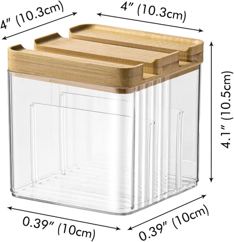 Vista 4 de Poeland Organizador de lápiz labial, caja de almacenamiento de escritorio con tapa y divisor, organizador de cosméticos para pintalabios, pequeños
