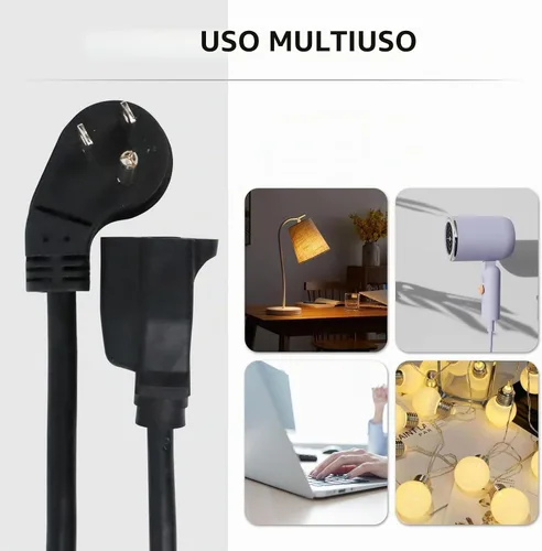Vista 7 de EP Paquete de 3 cables de extensión de enchufe plano de 1 pie, cable de extensión de perfil bajo negro de 16 AWG de 3 clavijas para interiores