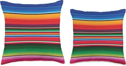 Vista 3 de Poncho mexicano Serape Latino Apparel Co Mexicano Serape Poncho Almohada de mancha, 16.0 x 16.0 in, multicolor