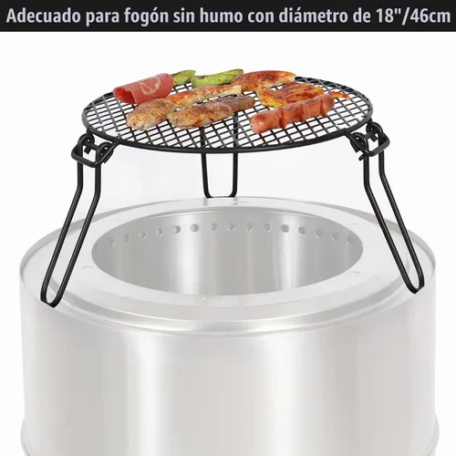 Vista 4 de REDCAMP Parrilla de fogata plegable para estufa sola, trípode de hoguera de hierro portátil con parrilla de acero para fogata, horno holandés