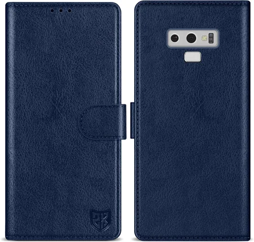 Vista 9 de ZZXX Funda tipo cartera para Samsung Galaxy Note 9 con bloqueo RFID, ranura para tarjetas, función atril, cierre magnético, funda protectora de Negro