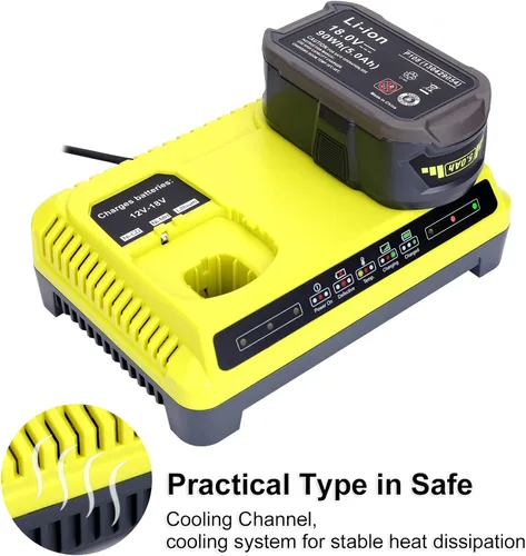 Vista 6 de Cargador rápido P117 de 2 puertos para batería Ryobi 18V ONE+ Max Lithium P100 P102 P103 P105 P107 P108 P117 P118 12V-18V Li-Ion NiCd NiMh Batería