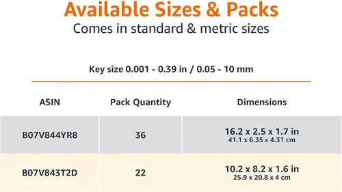 Vista 5 de Amazon Basics Juego de llaves hexagonales de brazo largo de 22 piezas - SAE/métricas