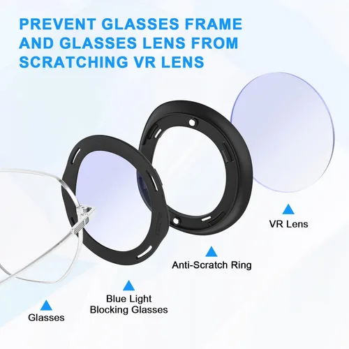 Vista 2 de Tyasoleil Blue Light Blocking Glasses for Meta Quest 3, with Magnetic Alloy Frame and Anti Blue-Light Lens Accessories Removable Lens to Accommodate