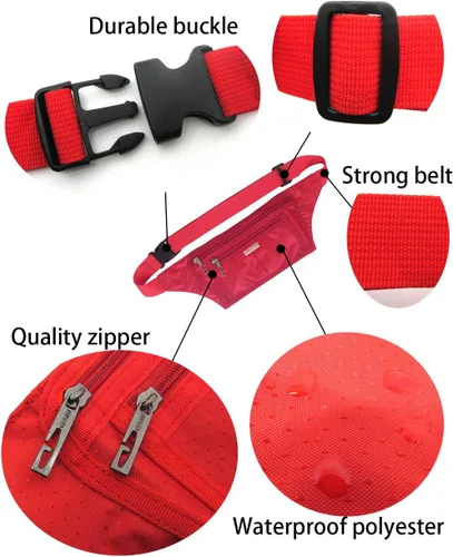Vista 15 de Bolsa de cintura ultrafino con ranuras c/visualización para tarjeta de crédito, para deportes, aire libre, correr, caminar, viajes.