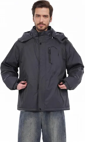 Vista 12 de Chaqueta de Esquí de Invierno Impermeable para Hombre con Capucha Desmontable, (S-4XL), Abrigo de Nieve Cálido a Prueba de Viento para Esquí y Negro