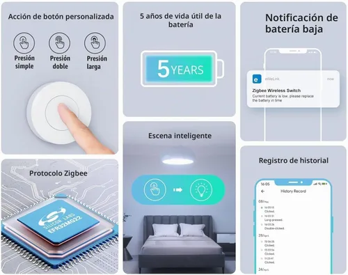 Vista 3 de Interruptor Zigbee SONOFF, SNZB-01P Botón de Pulso Inalámbrico, Soporta la Creación de Escenas Inteligentes, Activa los Dispositivos Conectados