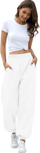 Vista 4 de HeSaYep - Pantalones deportivos de cintura alta para mujer, pantalones deportivos holgados para descansar