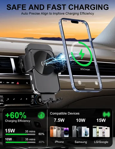 Vista 3 de Cargador inalámbrico del coche, cargador del sostenedor del teléfono