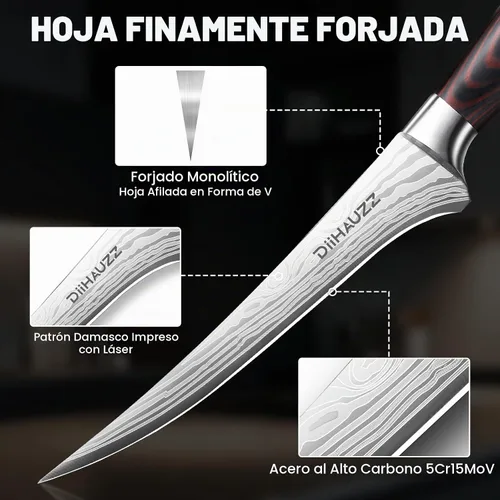 Vista 3 de DiiHAUZZ Cuchillo de filete de 7 pulgadas, cuchillo afilado para deshuesar