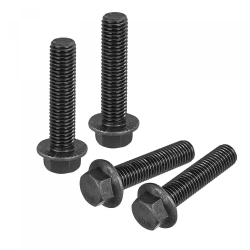 Vista 8 de uxcell Pernos de brida dentada hexagonal M14-0.079x1.378 in Tornillos de acero al carbono de grado 10.9 4pcs