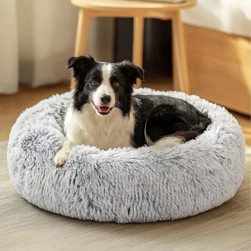 Vista 60 de JOLLYVOGUE - Cama para perros y gatos, cama relajante y antiestrés para mascotas y perros pequeños, cojín esponjoso en forma de dona para mascotas
