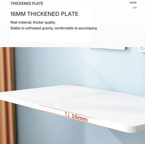 Vista 7 de Mesas plegables, banco de trabajo plegable para montar en la pared, mesa de madera montada en la pared, soporte resistente, mesa de pared estable