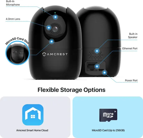 Vista 7 de Amcrest Cámara WiFi 1080P para interiores, cámara de niñera, cámara para perros, monitor de sonido y bebé, detección de personas y mascotas