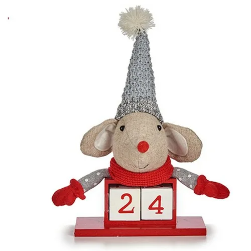 Vista 3 de Adorno Navideño Krist+ Blanco Rojo Gris Crema Ratón 20 x 11 x 20 cm Calendario (8 Unidades)