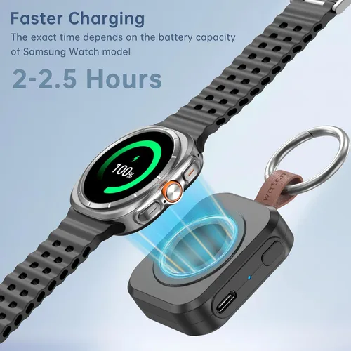 Vista 7 de Cargador de reloj Samsung, cargador rápido compatible con Galaxy Watch 7/Ultra/6/6 Classic/5 Pro/5/4/4 classic/3/Active2/1